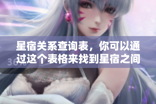 星宿关系查询表，你可以通过这个表格来找到星宿之间的关系信息